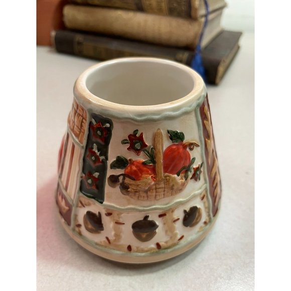 Yankee Candle Small Ceramic Candle Shade Autumn Fall Pumpkin Acorns Leaves - Picture 8 of 10